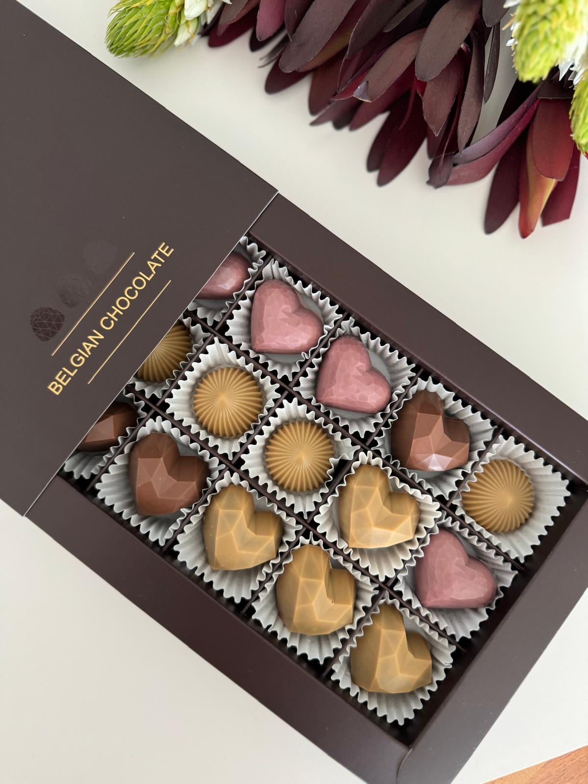 Premium handmade chocolate bonbons set (available for purchase only with flowers)